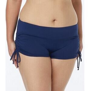 Beach House Swim Board Short Navy Blue High Waist Ruched Drawstring 18W NWT